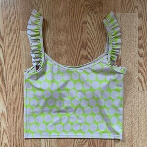 Kortni Jeane Lime Dots Ruffled Swim Top